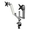Kantek Multi-Directional Dual Monitor Arm, For 30" Monitors, 360 Deg Rotation, 105 Deg Tilt, 360 Deg Pan, Silver/WH, Supports 20 lbs - 3 of 4
