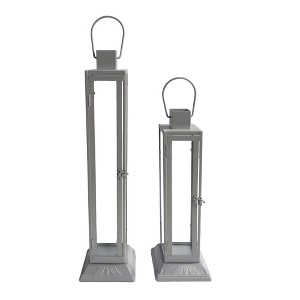 VIP Metal 22 in. White Metal Lantern with Glass Set of 2 - 1 of 2