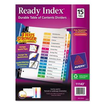 Avery Ready Index Customizable Table of Contents Multicolor Dividers 15-Tab Letter 11143