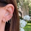 14K Gold Plated Triple Huggie Illusion Stud Earrings | Double Huggie Hoop Earrings for One Hole | Gold Hoop Earrings for Women - 4 of 4