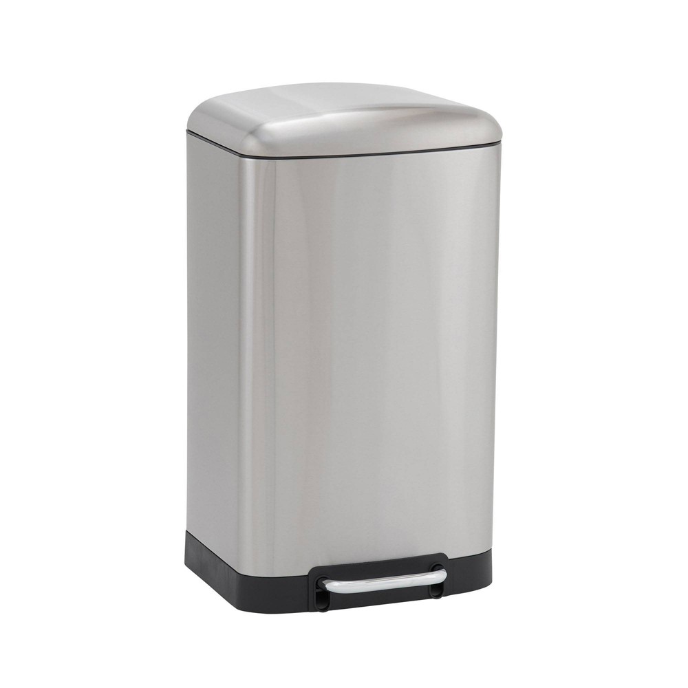 Household Essentials 40L Rectangle Design Trend Step Trash Can Stainless Steel