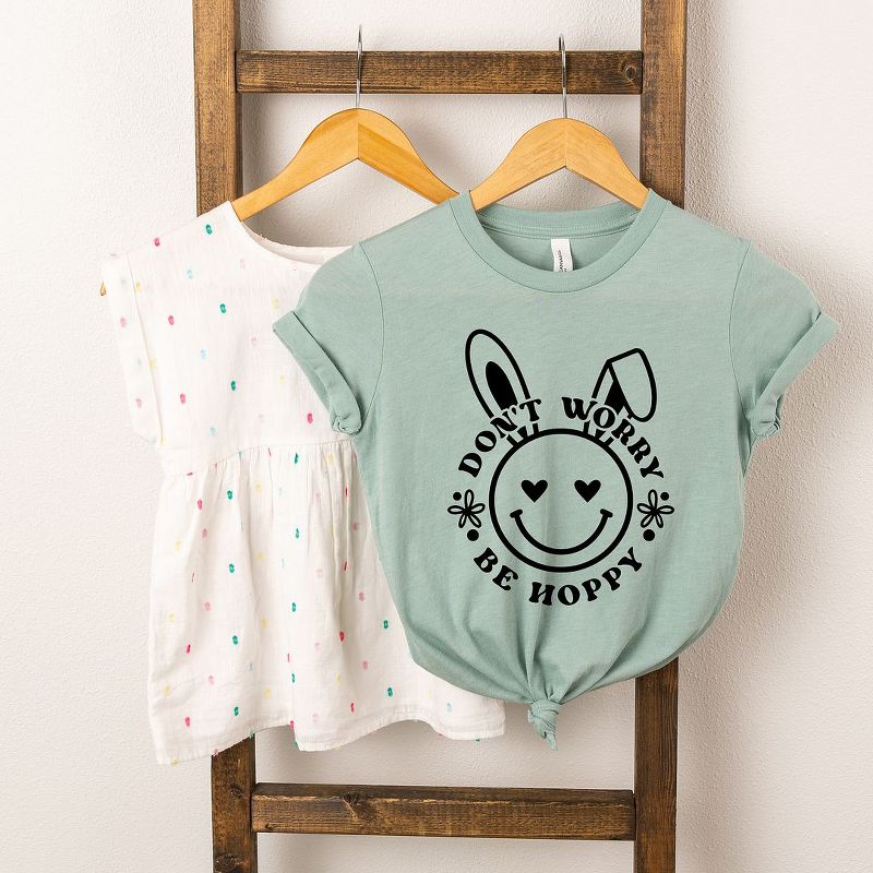 The Juniper Shop Don't Worry Be Hoppy Smiley Bunny Youth Short Sleeve Tee, 2 of 3