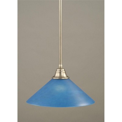 Toltec Lighting Any 1 - Light Pendant in  Brushed Nickel with 16" Blue Italian Shade