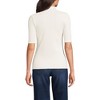 Lands' End Women's Elbow Sleeve Pointelle Rib Mock Neck - 2 of 4