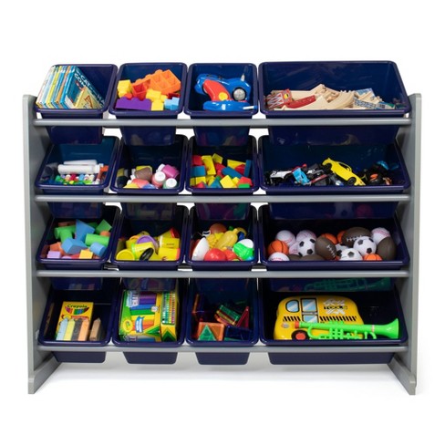 Sumatra Toy Storage Organizer with 12 Storage Bins, Espresso/Grey