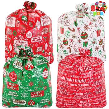 6 Pack Jumbo Christmas Gift Wrapping Bags for Oversized Holiday Present, Large  Plastic Sacks with Strings, Xmas Gingerbread Man, 36 x 48 in