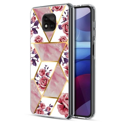 MyBat Fusion Protector Cover Case Compatible With Motorola Moto G Power (2021) - Electroplated Roses Marbling
