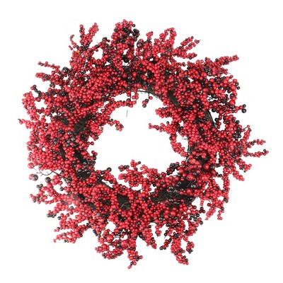 Northlight 22" Unlit Burgundy Red Artificial Berry Christmas Wreath
