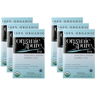 Organic & Pure Tea Herbal Peaceful Night Organic - Pack of 6 - 18 bags