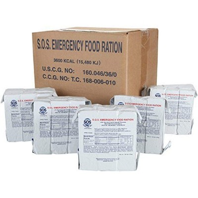 SOS Food Labs Rations Emergency 3600 Calorie Food Bar - 3 Day / 72 Hour Package with 5 Year Shelf Life- FULL CASE!