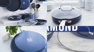 Blue Diamond 5qt Aluminum Ceramic Nonstick Covered Saute Pan with Helper Handle Blue