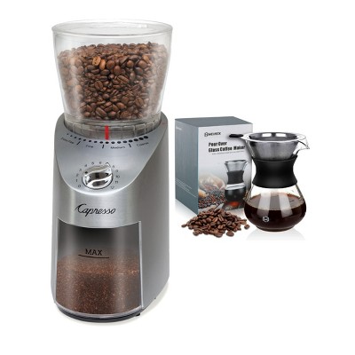 Capresso 575.05 Infinity Plus Conical Burr Grinder (Stainless Steel) Bundle