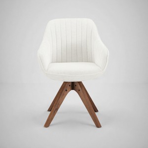 Art Leon Comfortable Fabric Swivel Accent Chair with Solid Oak Wood Legs - 1 of 3