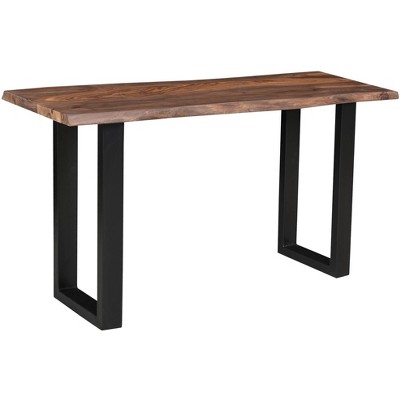 Coast to Coast Raw Edge Brownstone 58" Wide Black and Wood Console Table