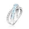 Ross-Simons 1.00 ct. t.w. Aquamarine and .32 ct. t.w. Lab-Grown Diamond Crisscross Ring in Sterling Silver - 3 of 4