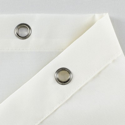 Beige Fabric Shower Curtain with Mesh Pockets, 72" x 72"