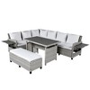 CAVINAS 5 Piece Patio Dining Set Wicker L-Shaped Front Porch Furniture Rattan Patio Furniture Sets with 2 Retractable Side Tables for Patio, White - 4 of 4