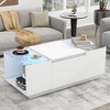 JUJABU Modern Coffee Table with High-Gloss Finish, Glass Tabletop, Open Storage Compartment and 2 Hidden Drawers for Living Room - 3 of 4