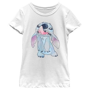 Girl's Lilo & Stitch Watercolor Stitch T-Shirt - 1 of 4