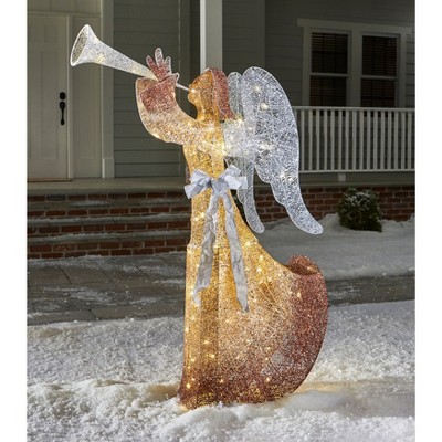 BrylaneHome 60"H Pre-Lit Angel With Trumpet