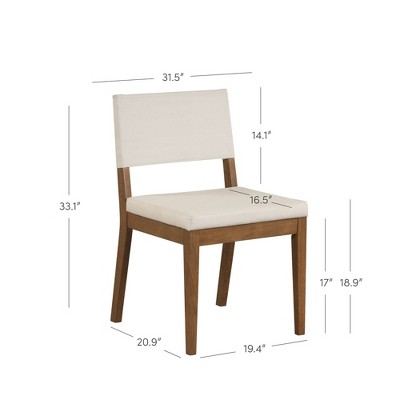 Light Gray Linen and Dark Brown Wood Upholstered Side Chair