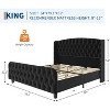 51" Tall Queen/King Size Bed Frame with Deep Button Tufted Wingback Headboard and Footboard, Velvet Upholstered Platform Bed Frame, Easy Assemble - 2 of 4