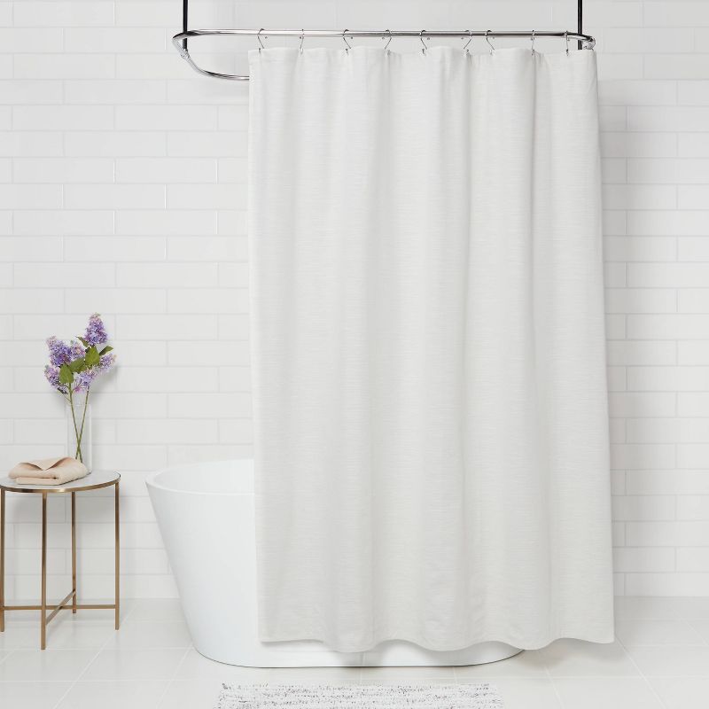 Subtle Striped Textured Shower Curtain Off-White - Threshold&#8482;, 2 of 6