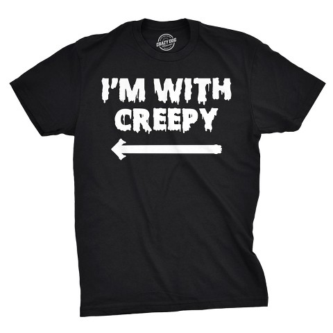 Мужские футболки Crazy Dog T-Shirts, Inc. Mens I'm With Creepy T Shirt Funny Disguise Ideas Halloween T Shirt for Dad - Crazy Dog Men's T Shirt For Halloween Season Black S