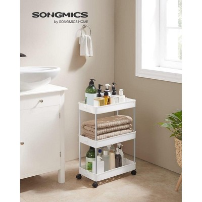 Image of SONGMICS 3-Tier Rolling Cart Storage Cart with Wheels Space-Saving Rolling Storage Cart White