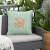 Sunbrella Indoor/Outdoor Coral Embroidered Throw Pillow Green - Sorra Home: Weather-Resistant, Square Canvas Spa Design - 3 of 4