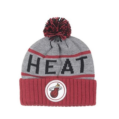 NBA Knit Beanie - Miami Heat, Grey, Cuffed with Pom