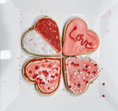 Valentine`s Day Watercolor Set with Heart Shaped Cookies with Fruit Filling  and Festive Decor Stock Illustration - Illustration of isolated, icing:  207872367