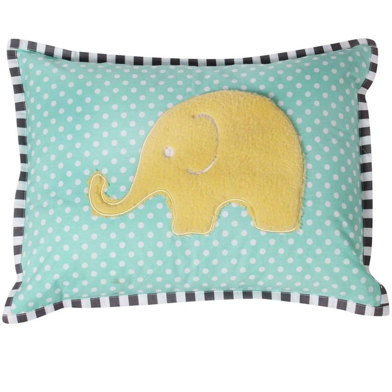 Bacati - Elephants Mint/Yellow/Grey Throw Pillow, 1 of 6