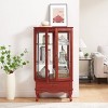 Vynxaria Cherry/Oak Illuminated Decorative Glass Storage Cabinet with Adjustable Shelves and Drawer - 3 of 4