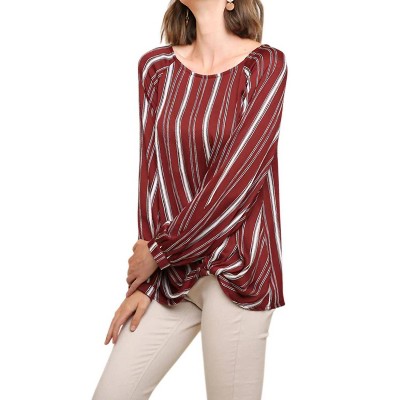 Women's Striped Gathered Blouse - umgee