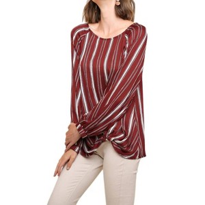 Women's Striped Gathered Blouse - umgee - 1 of 3