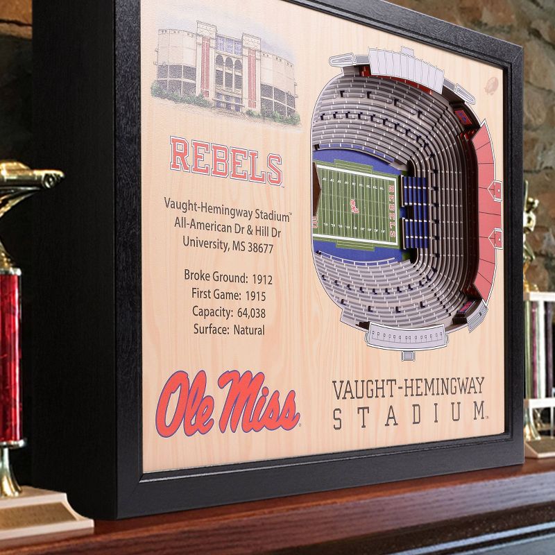NCAA Ole Miss Rebels 25-Layer StadiumViews 3D Wall Art, 2 of 6