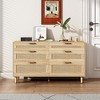 SeaCamel 51.18" 6-Drawer Rattan Storage Cabinet - Natural Style for Bedroom & Living Room - 4 of 4
