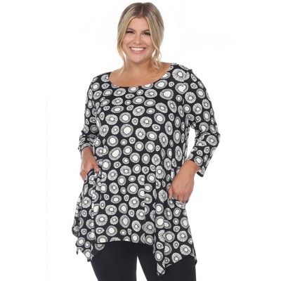 Plus Size Printed Geometric Tunic Top - White Mark