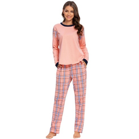 Cheibear Womens Flannel Pajama Sets Winter Cute Printed Long Sleeve  Nightwear Lounge Sleepwear Blue Small : Target