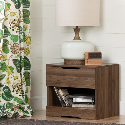 Holland Contemporary 1-Drawer Nightstand in Natural Walnut