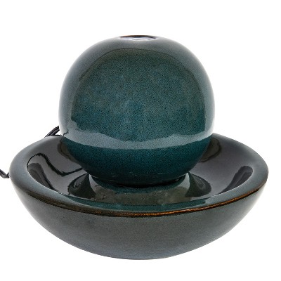Sunnydaze Indoor Home Decorative Smooth Glazed Ceramic Orb Tabletop Water Fountain Feature - 7" - Green
