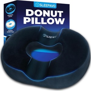 Refurbished Sleepavo Butt Donut Pillow for Tailbone Pain Relief Cushion - Hemorrhoid Pillow Sitting Butt Pillow for Office Chair - Donut Seat Cushion - 1 of 4