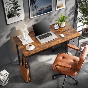 Sevobal Desks Computer Desk With Drawers, Home Office Desk Pc Table With 2-Tier Drawers Storage Shelf Side Hook, Brown, 40"*23.62"*29.33" - 1 of 4