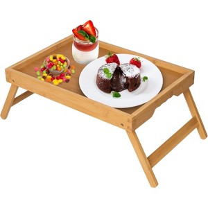 Attop Bed Tray Table with Folding Legs,Bamboo Breakfast in Bed for TV Table, Laptop Computer Tray,Eating,Snack Tray - 1 of 4