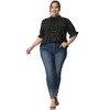 Women's Plus Size Glitter Pleated Keyhole Back Star Print Puff Sleeve Blouses - Agnes Orinda - 3 of 4
