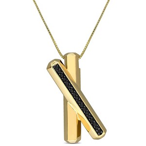 EVERLY JEWELRY | Yellow Plated Sterling Silver 1/2 CT TGW Black Spinel Fashion Pendant With Chain, 18-inch - 1 of 4
