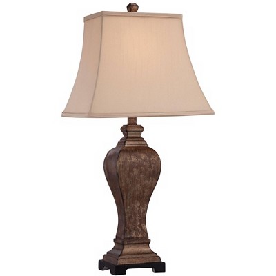 Regency Hill Traditional Table Lamp Bronze Square Urn Geneva Taupe Rectangular Shade for Living Room Family Bedroom Bedside