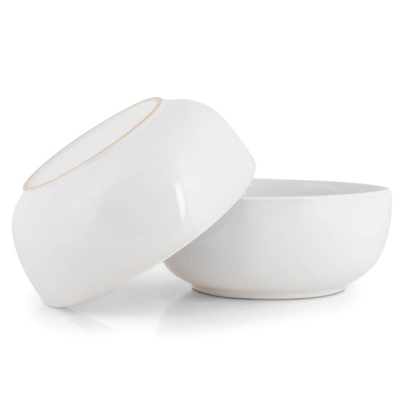 Elanze Designs Bistro Glossy Ceramic 8.5 inch Pasta Salad Large Serving Bowls Set of 2, White, 4 of 7