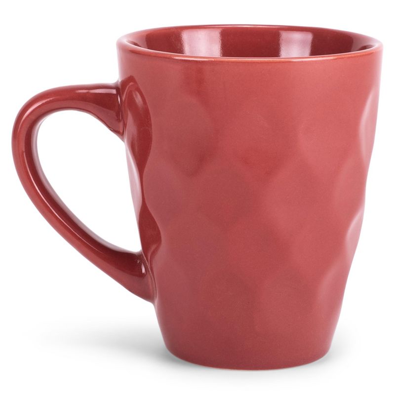 Elanze Designs Dimpled Red 12 ounce Glossy Ceramic Mugs Matching Set of 4, 2 of 6